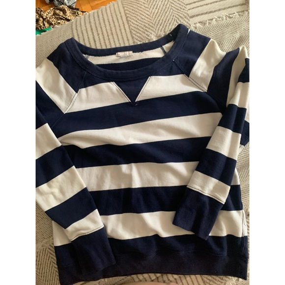 Blue and White Striped Gap Jersey Crewneck - Picture 4 of 5